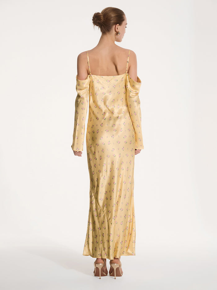 Munique Floral Dress in Vintage Yellow