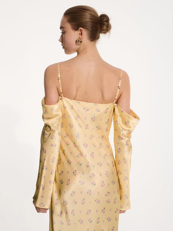 Munique Floral Dress in Vintage Yellow