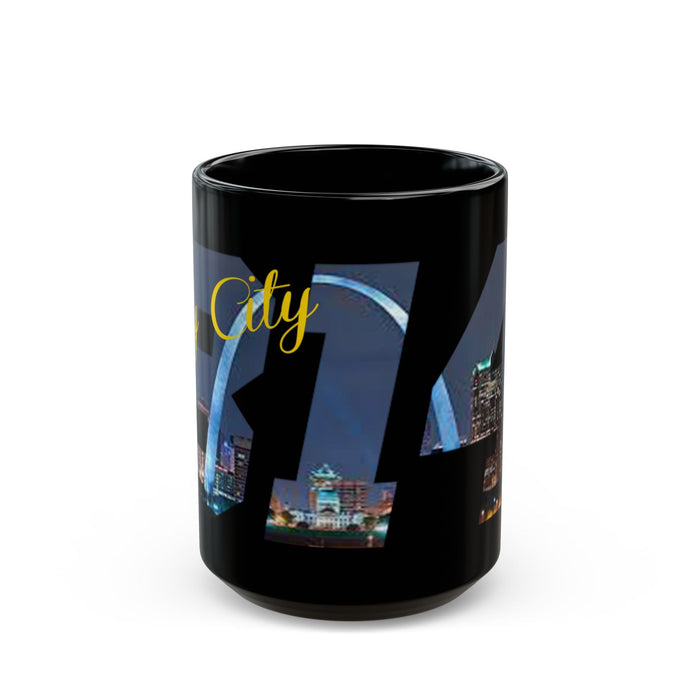 My City Skyline Black Mug – Nighttime Gateway Arch Coffee Cup (11oz & 15oz) - 314 Originals