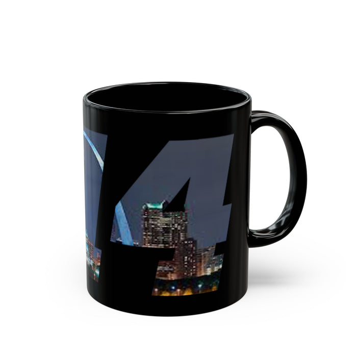 My City Skyline Black Mug – Nighttime Gateway Arch Coffee Cup (11oz & 15oz) - 314 Originals