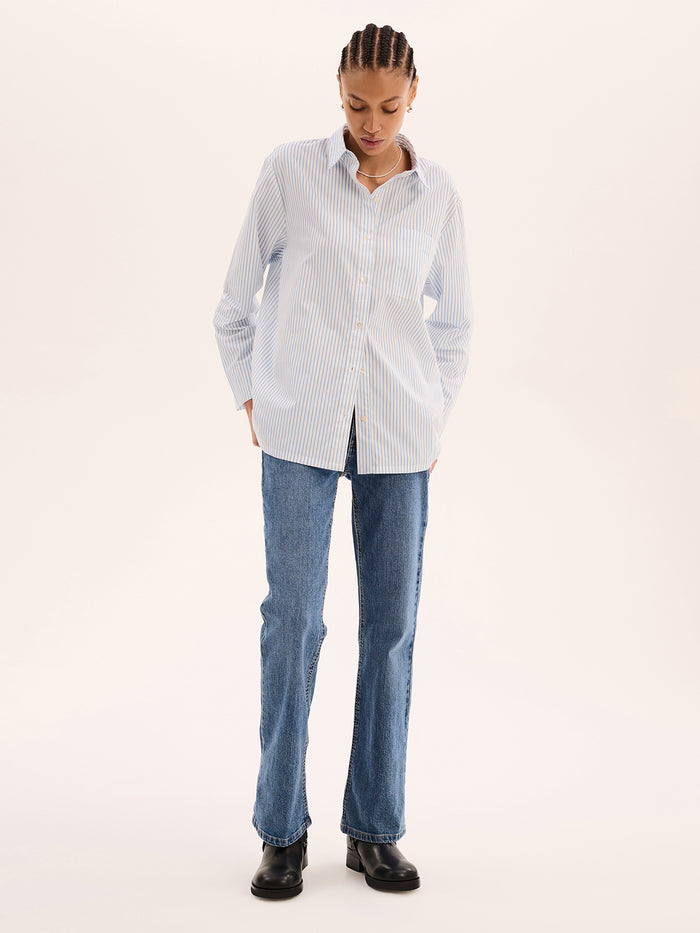 Nala Stripe Tie Back Shirt in Light Blue Stripe
