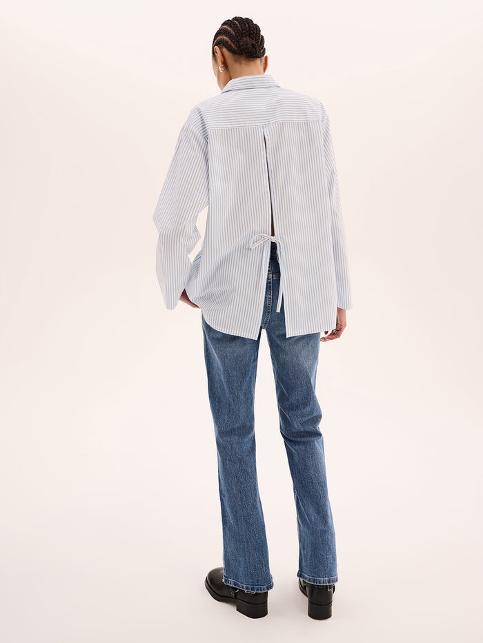 Nala Stripe Tie Back Shirt in Light Blue Stripe