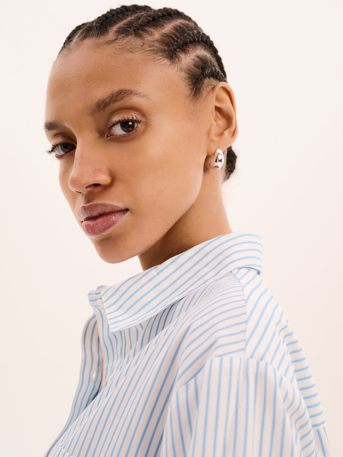 Nala Stripe Tie Back Shirt in Light Blue Stripe
