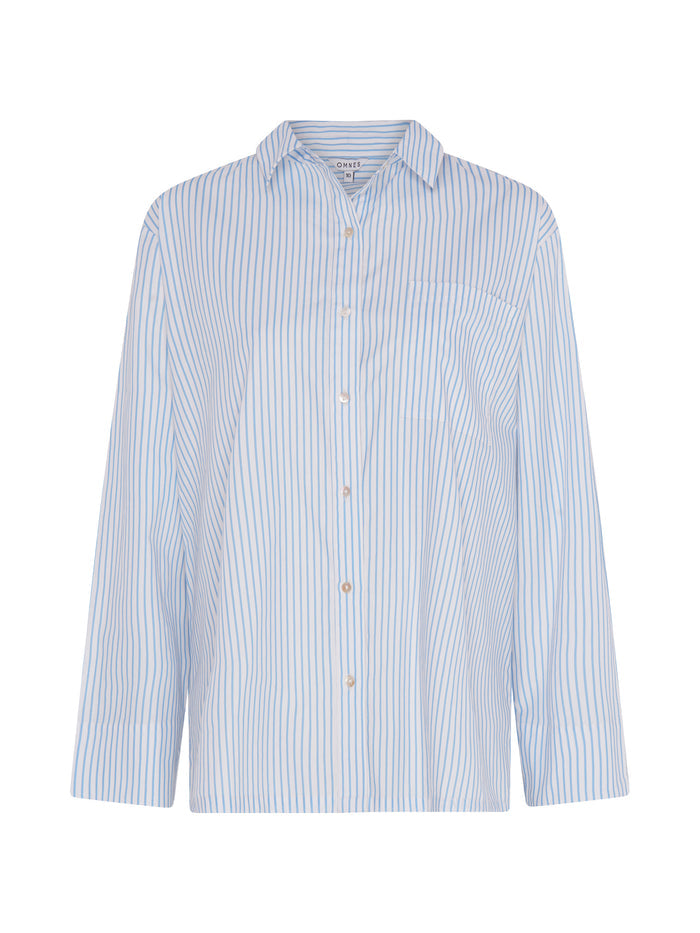 Nala Stripe Tie Back Shirt in Light Blue Stripe