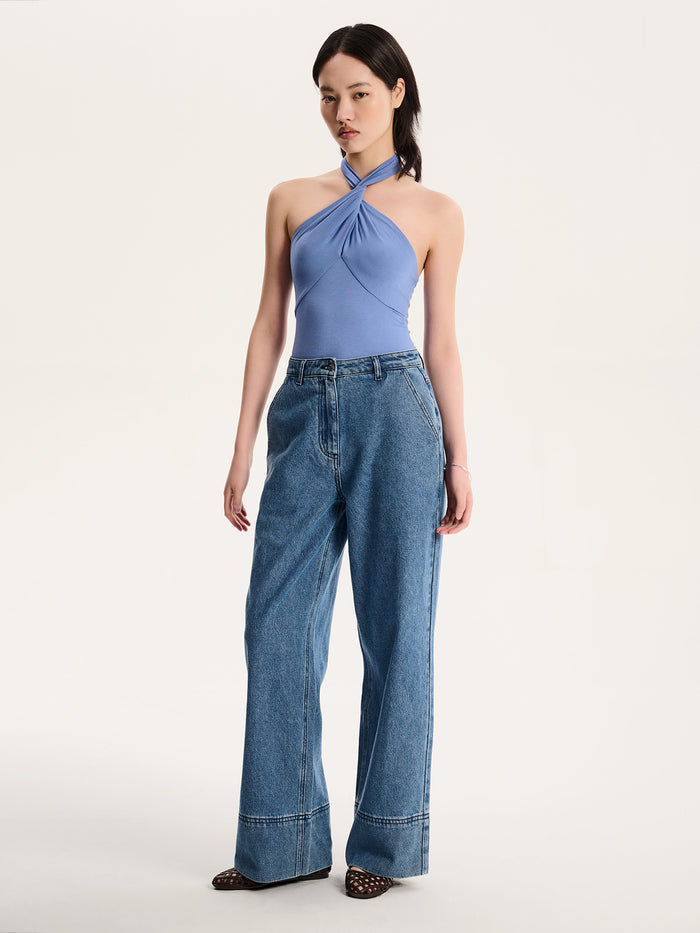 Nelson Halter Neck Top in Blue