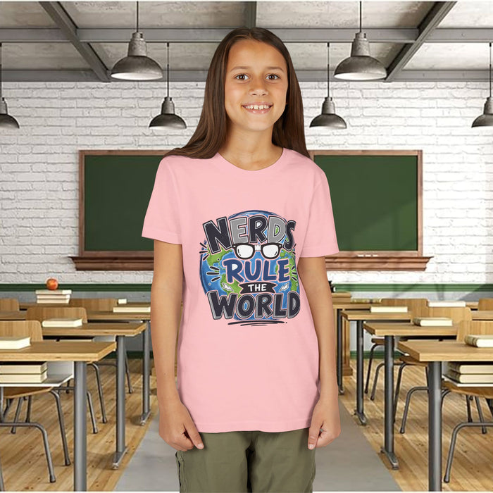 "Nerds Rule the World" Graphic Youth Girls Tee Shirt