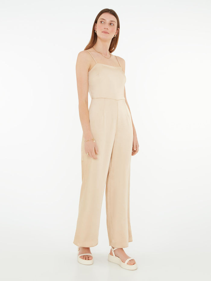 strappy jumpsuit in gold