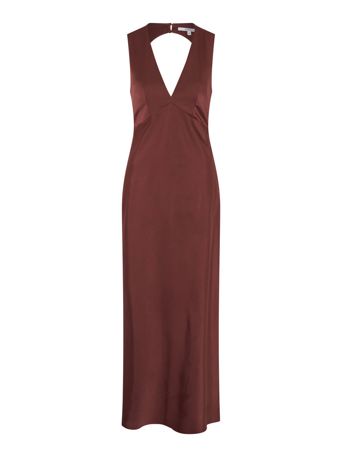 Nova Tie Back Dress in Chocolate
