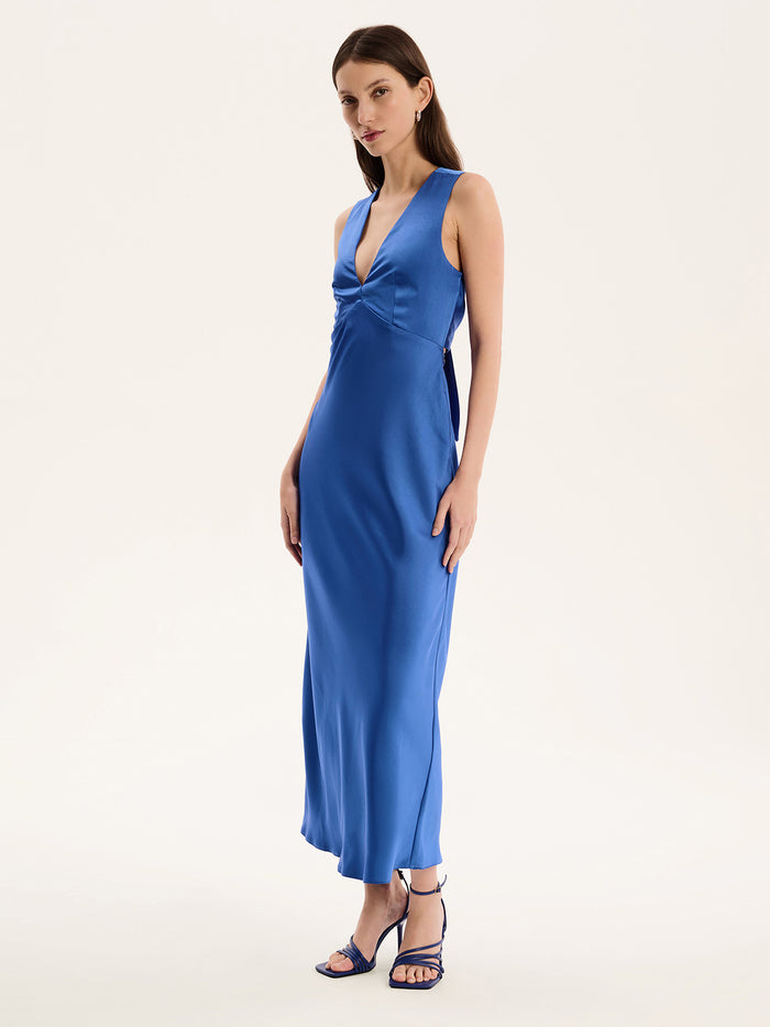 Nova Tie Back Dress in Cobalt