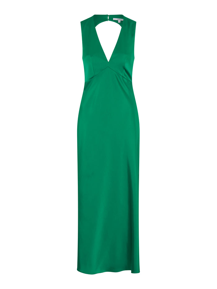 Nova Tie Back Dress in Emerald Green