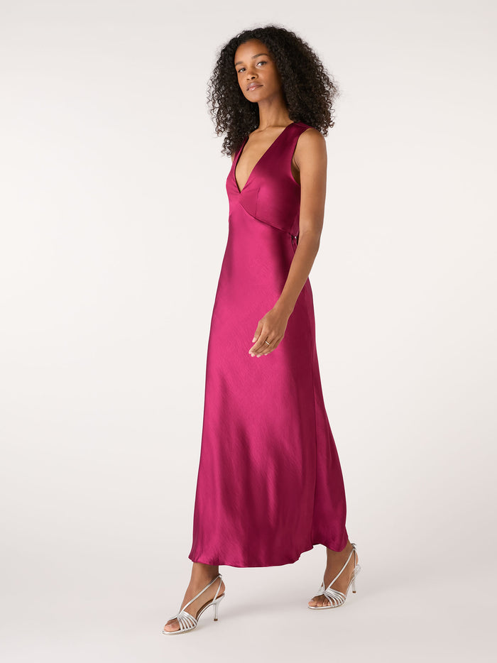 Nova Tie Back Dress in Magenta