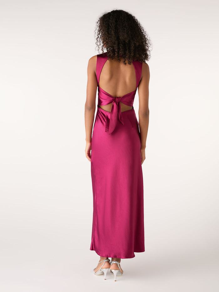 Nova Tie Back Dress in Magenta