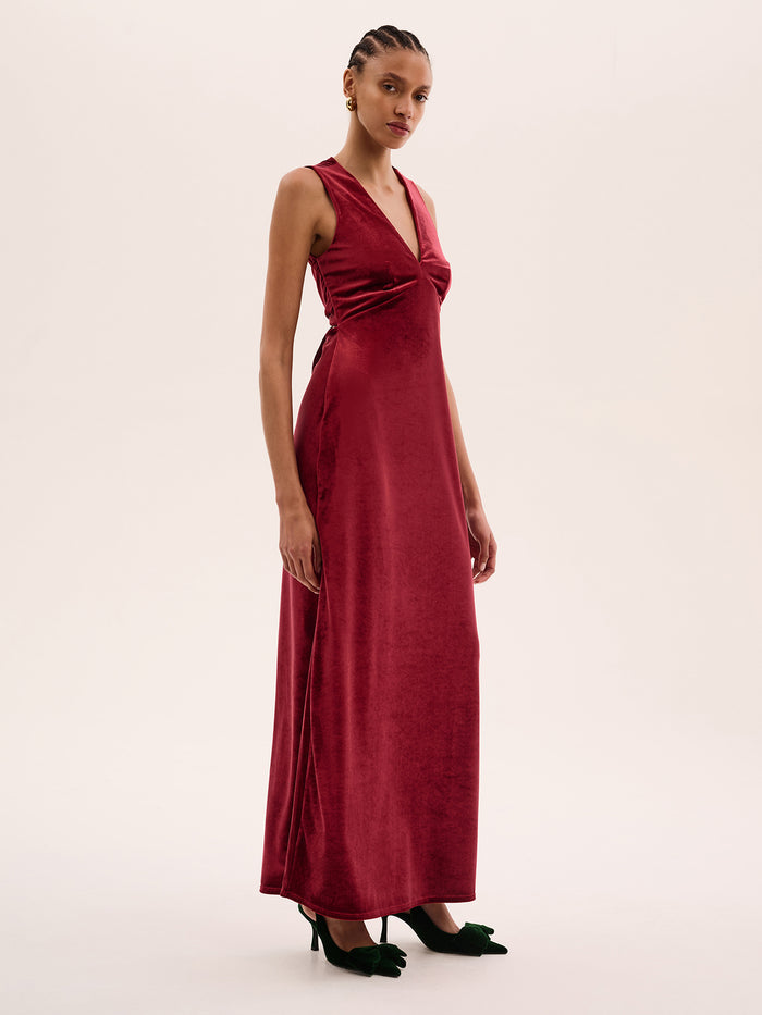 Nova Velvet Dress in Red