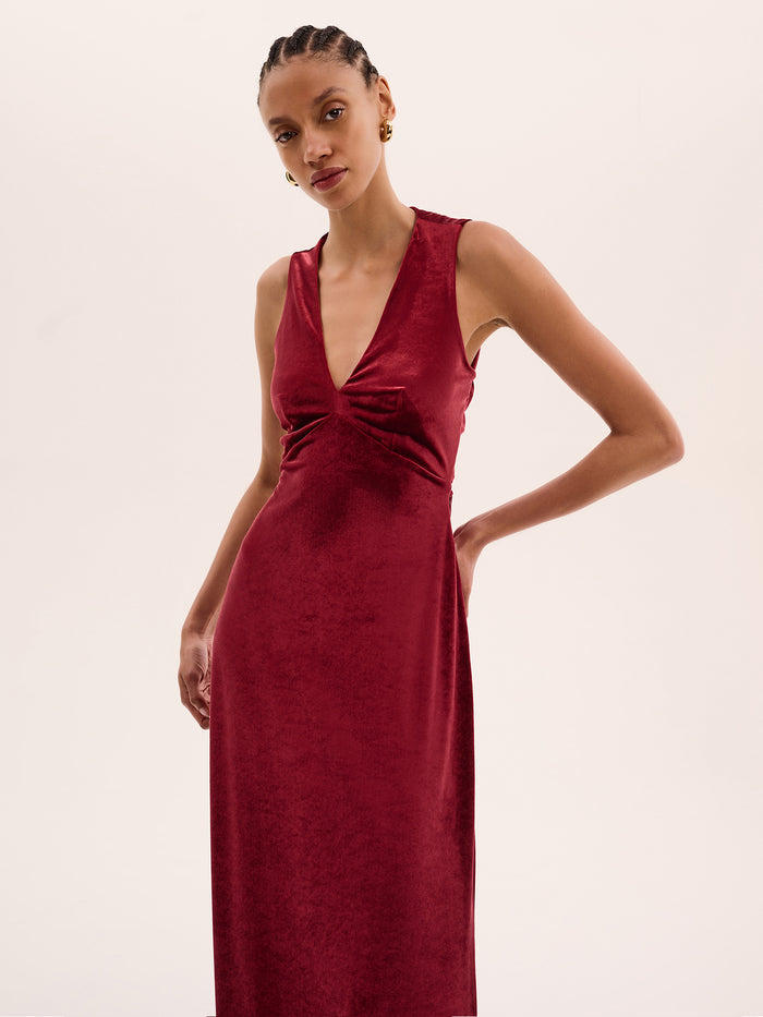 Nova Velvet Dress in Red