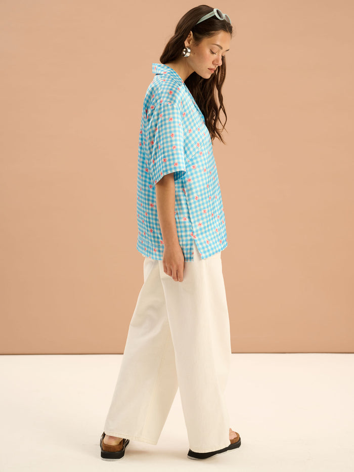 Oaklyn Floral Gingham Print Shirt