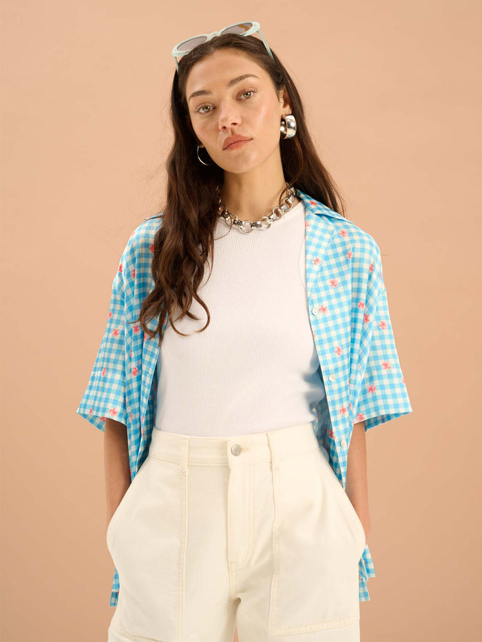Oaklyn Floral Gingham Print Shirt