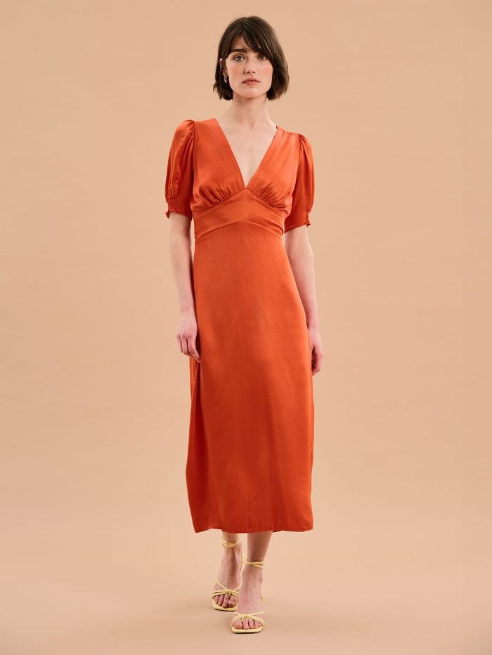 Odette Dress in Burnt Orange