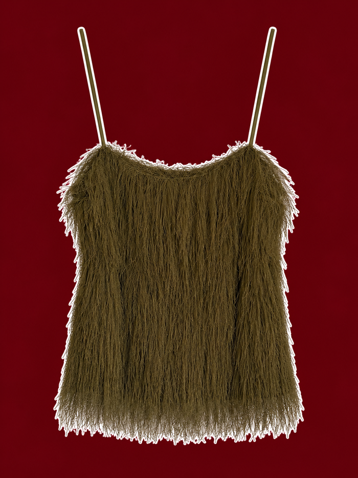 Olive Fringe Camisole Top