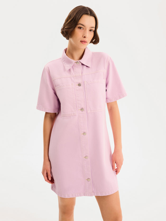 Olivia Denim Dress in Lilac