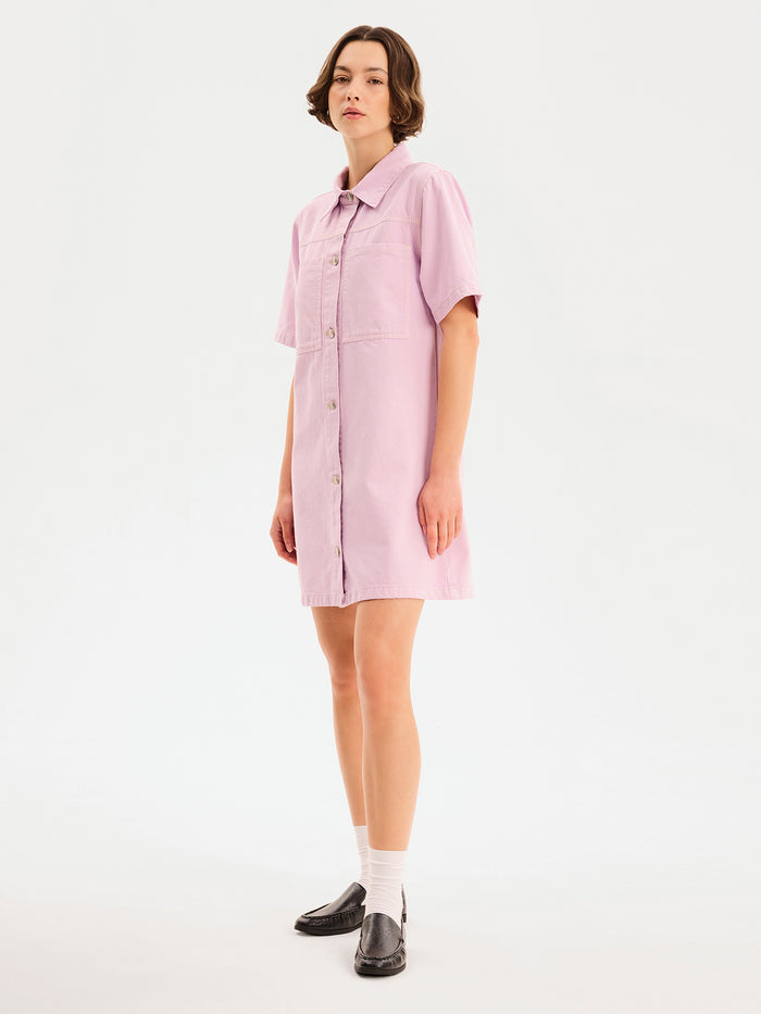 Olivia Denim Dress in Lilac