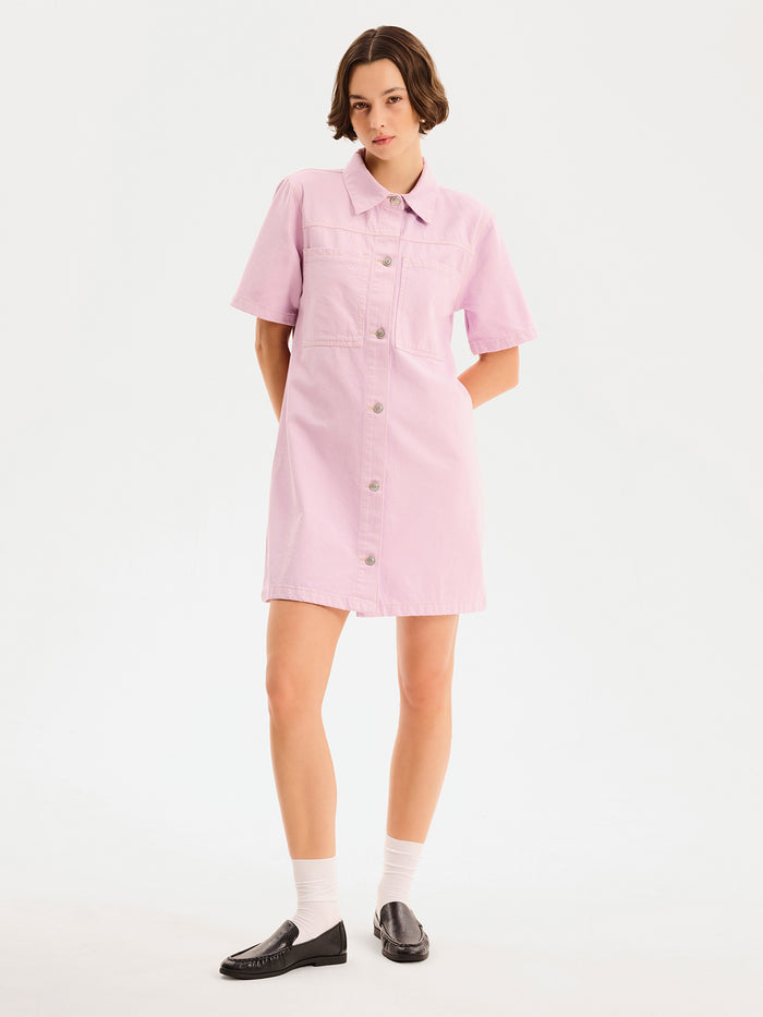 Olivia Denim Dress in Lilac