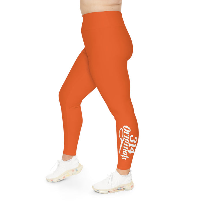 Orange Plus Size Leggings — Subtle Side Script Graphic, Comfortable Everyday Activewear - 314 Originals