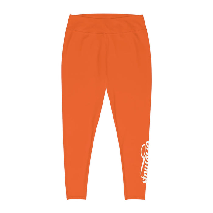 Orange Plus Size Leggings — Subtle Side Script Graphic, Comfortable Everyday Activewear - 314 Originals