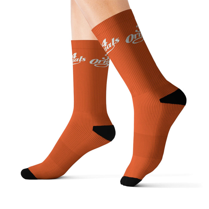 Orange Sublimation Socks with '314 Originals' Script — Athletic Crew Socks - 314 Originals