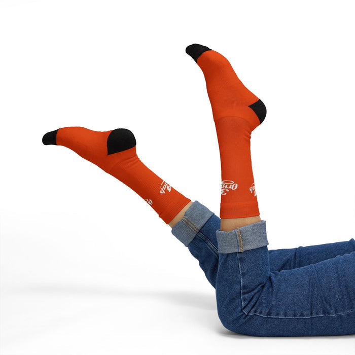 Orange Sublimation Socks with '314 Originals' Script — Athletic Crew Socks - 314 Originals