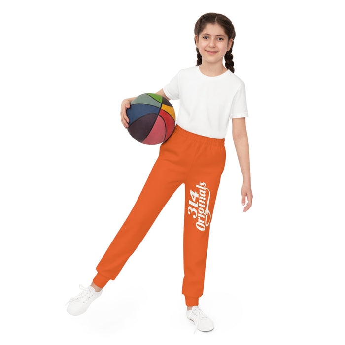 Orange Youth Joggers with 314 Originals Side Graphic — Kids Athletic Sweatpants - 314 Originals