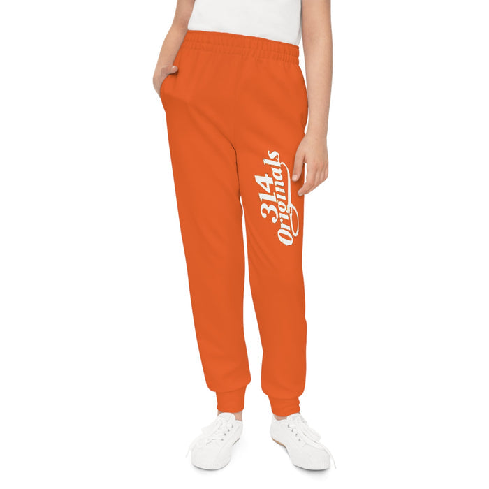 Orange Youth Joggers with 314 Originals Side Graphic — Kids Athletic Sweatpants - 314 Originals