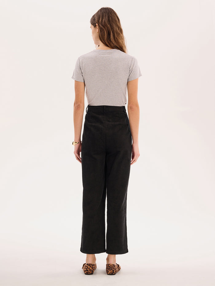 Orielle Cropped Cord Trouser in Black