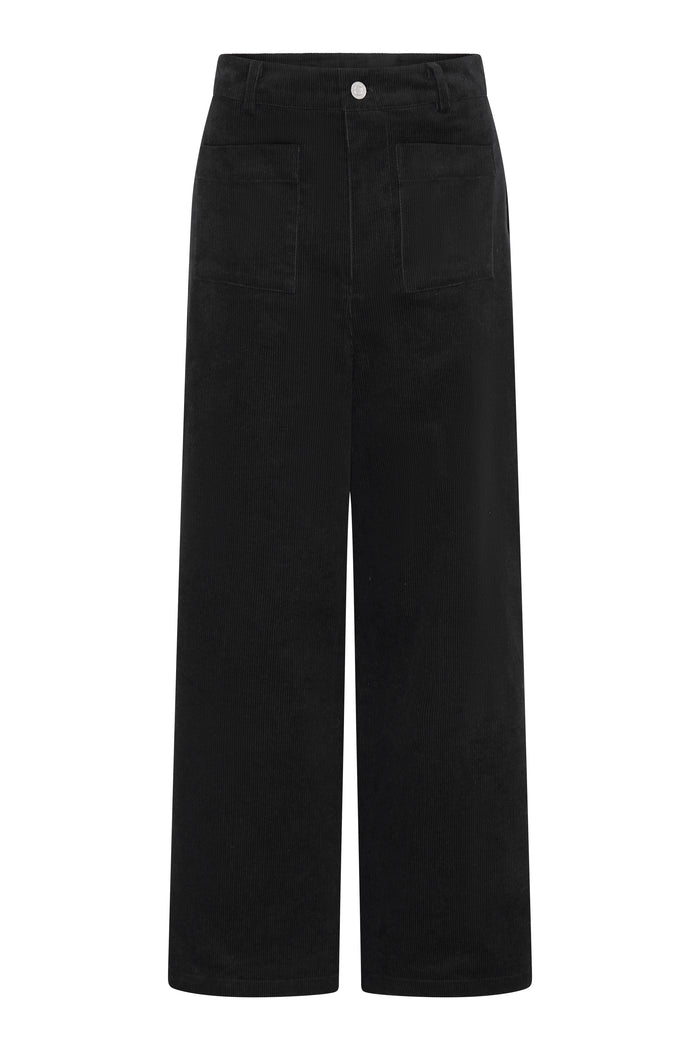 Orielle Cropped Cord Trouser in Black