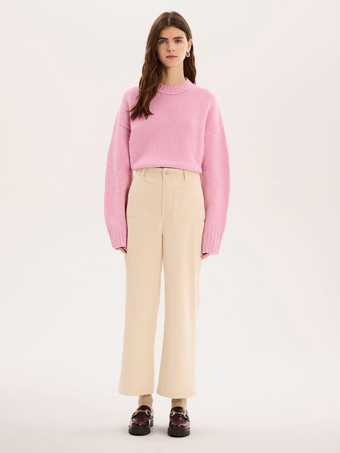 Orielle Cropped Cord Trouser in Ecru