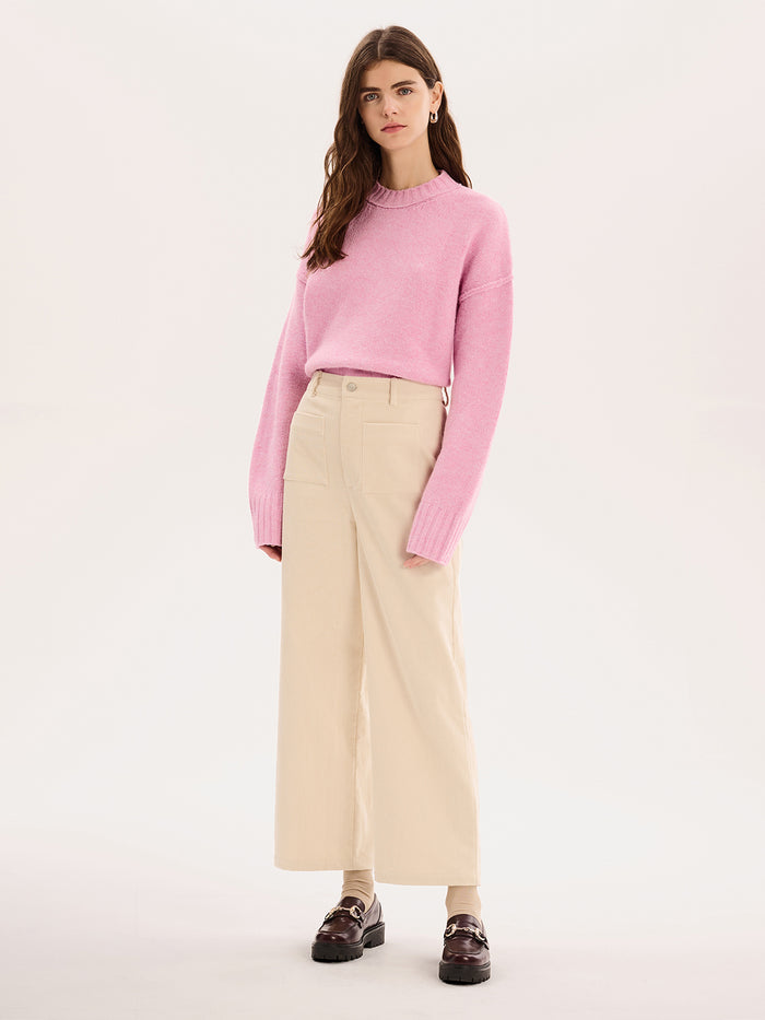 Orielle Cropped Cord Trouser in Ecru
