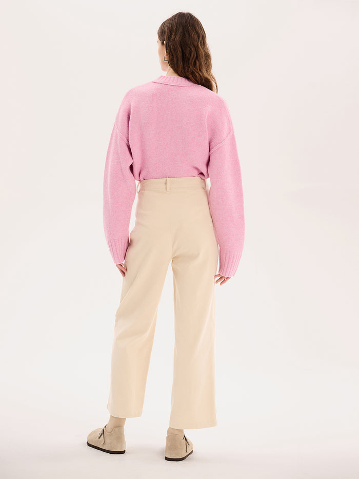 Orielle Cropped Cord Trouser in Ecru