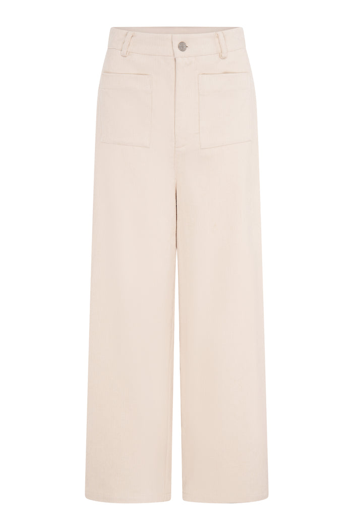 Orielle Cropped Cord Trouser in Ecru