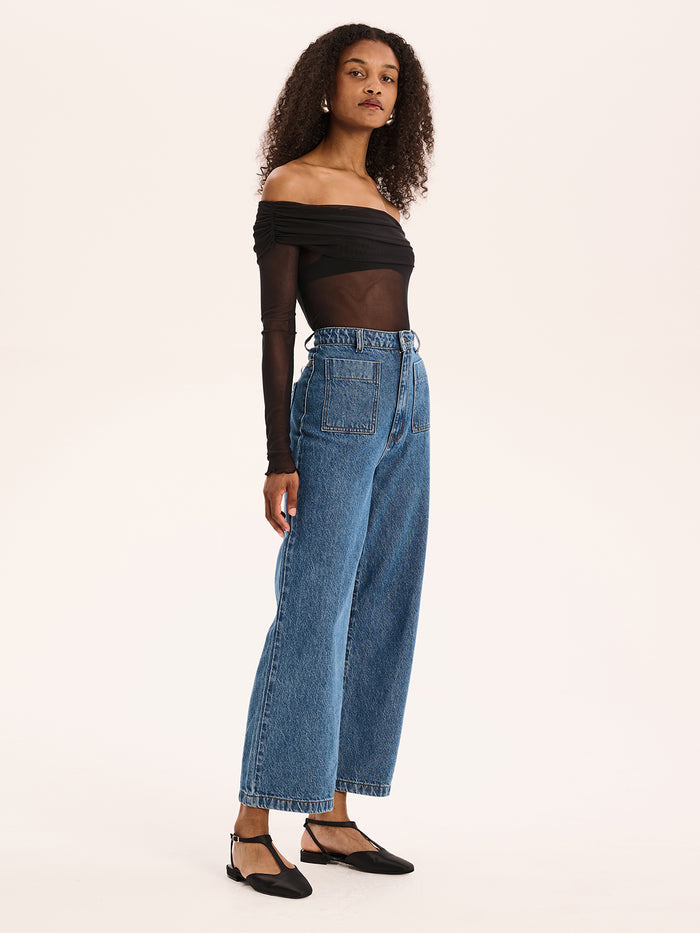 Orielle Cropped Jean in Mid Wash