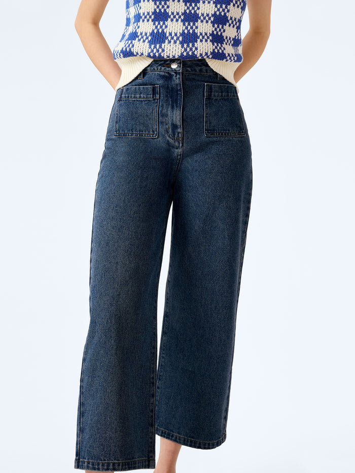 Orielle Cropped Jean in Mid Wash