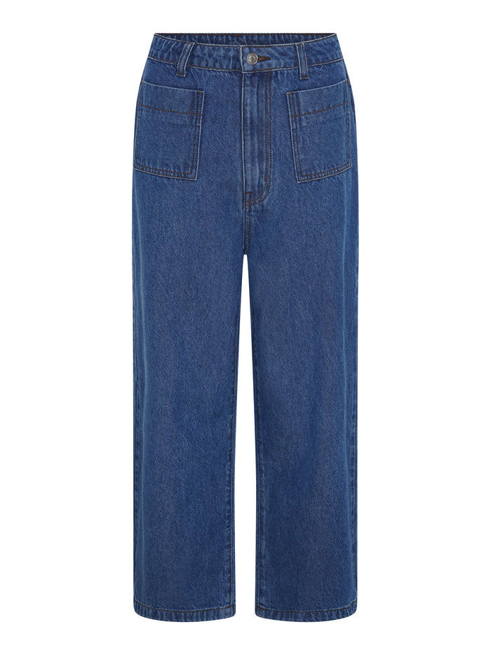 Orielle Cropped Jean in Mid Wash