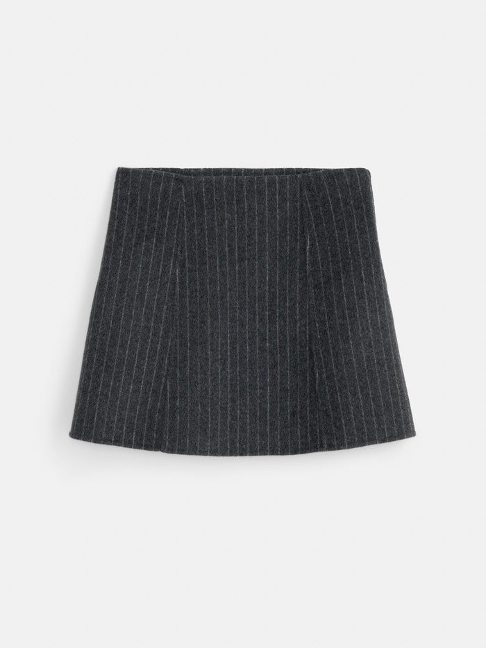 Parker Skirt in Pinstripe Double-Faced Wool