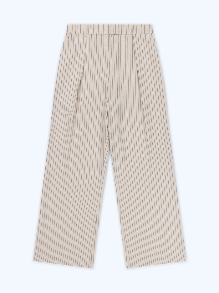 Pearl Trouser in Cream and Black Stripe