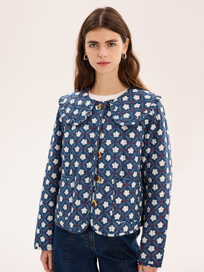 Peggy Quilted Jacket in Floral Check