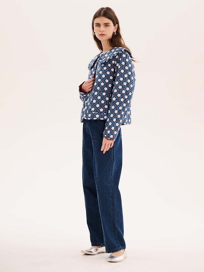 Peggy Quilted Jacket in Floral Check