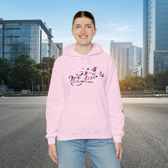 Pink Camo '314' Script Hoodie — City Pride Casual Pullover - 314 Originals