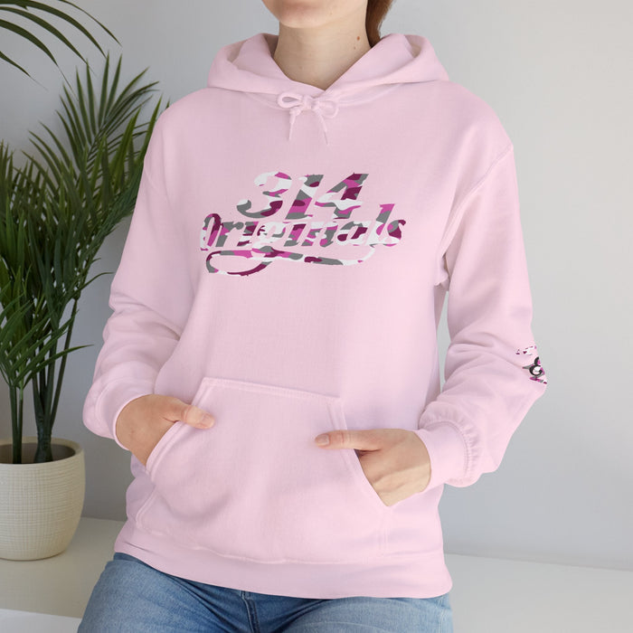 Pink Camo '314' Script Hoodie — City Pride Casual Pullover - 314 Originals