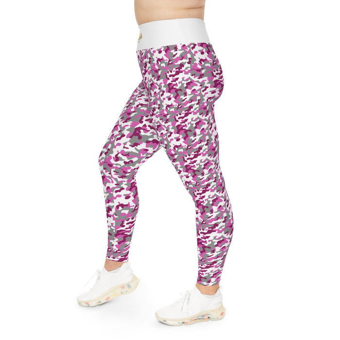 Pink Camo Plus Size Leggings — Subtle Side Script Graphic, Comfortable Everyday Activewear - 314 Originals