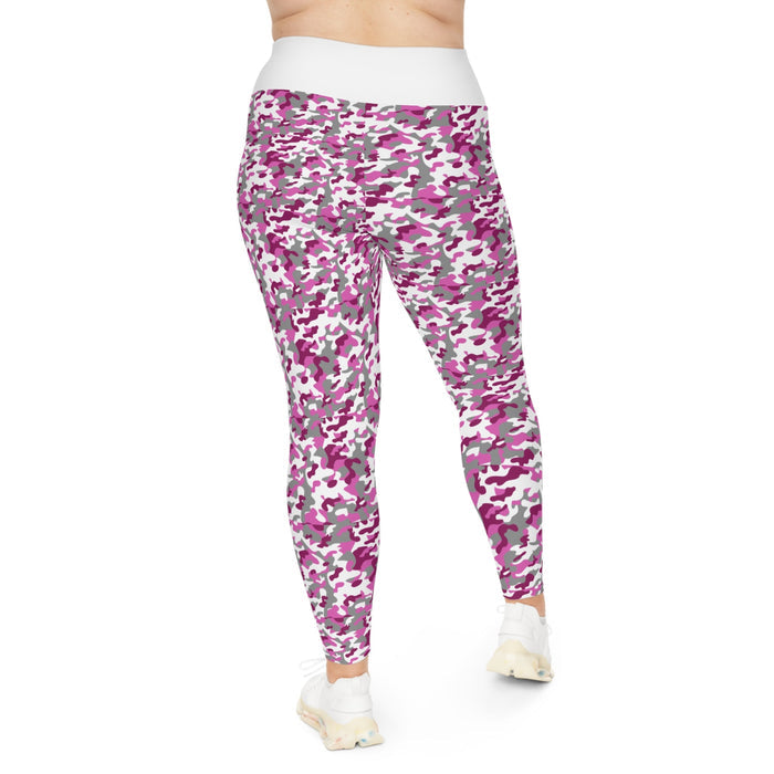 Pink Camo Plus Size Leggings — Subtle Side Script Graphic, Comfortable Everyday Activewear - 314 Originals