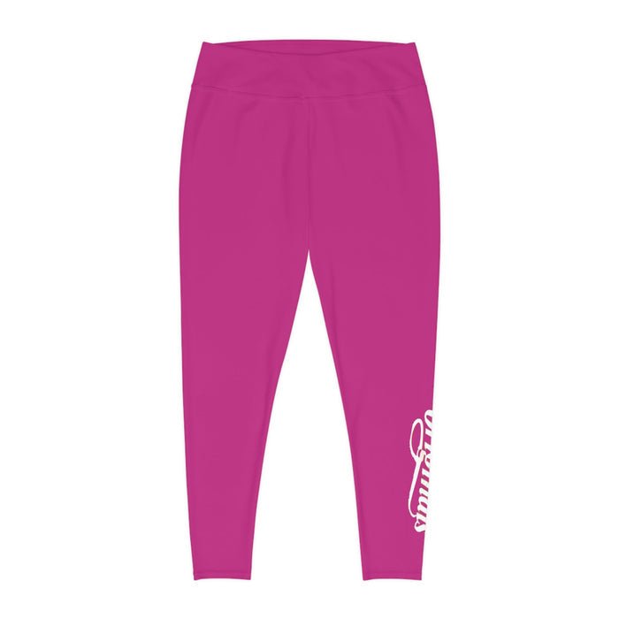 Pink Plus Size Leggings — Subtle Side Script Graphic, Comfortable Everyday Activewear - 314 Originals