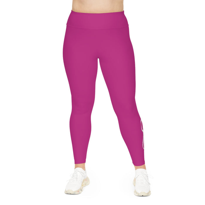 Pink Plus Size Leggings — Subtle Side Script Graphic, Comfortable Everyday Activewear - 314 Originals